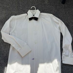 Adolfo Men's pleated bib Dress Shirt 15 1/2 x 34